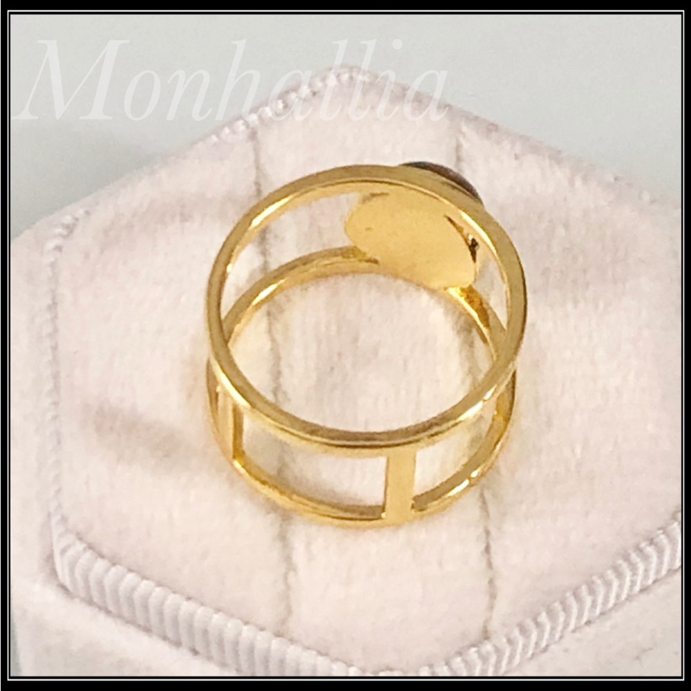 New Turquoise Horizon Gold Ring – Open Concept Band Statement Boho Ring - Picture 4 of 5